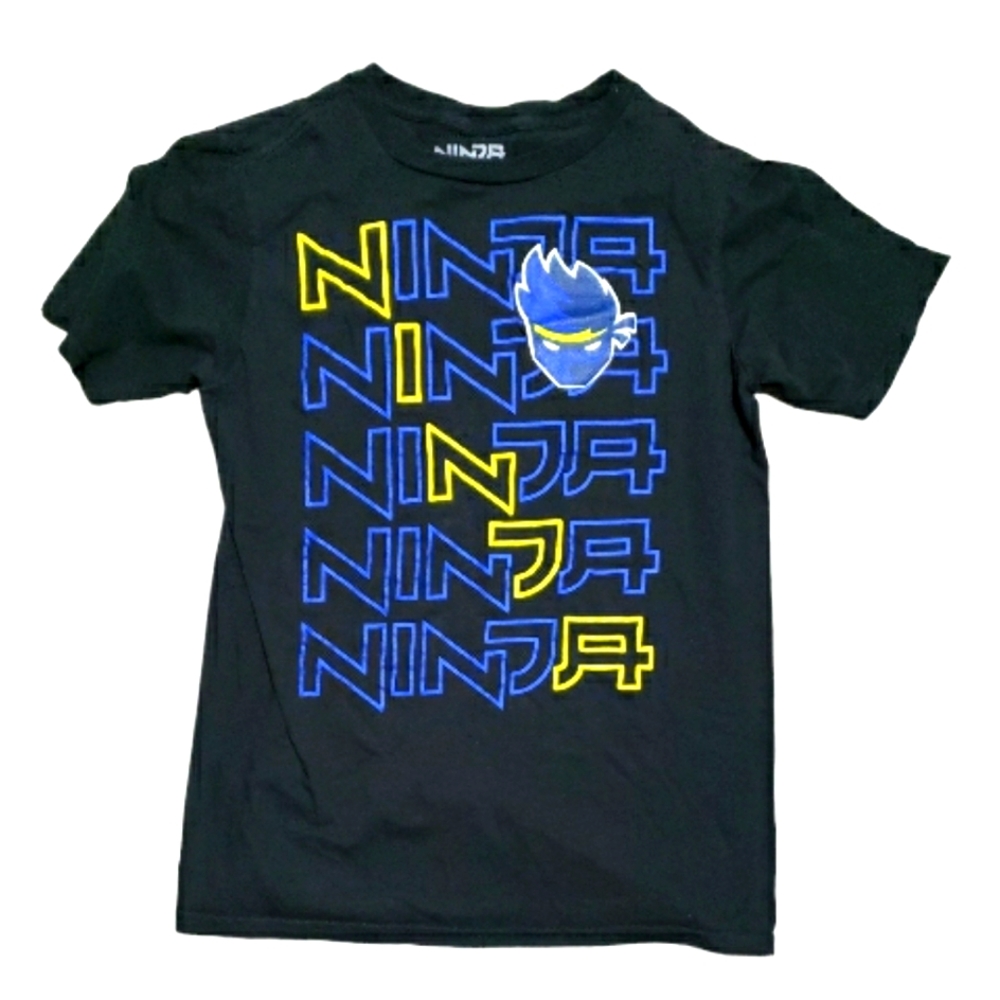 Kid’s Black Ninja Cotton Short Sleeve Tee Shirt Size XL